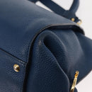 Salvatore Ferragamo Gancini Hand Bag Leather 2way Blue Gold Auth 147384-9