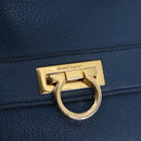 Salvatore Ferragamo Gancini Hand Bag Leather 2way Blue Gold Auth 147384-19