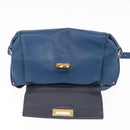 Salvatore Ferragamo Gancini Hand Bag Leather 2way Blue Gold Auth 147384-10