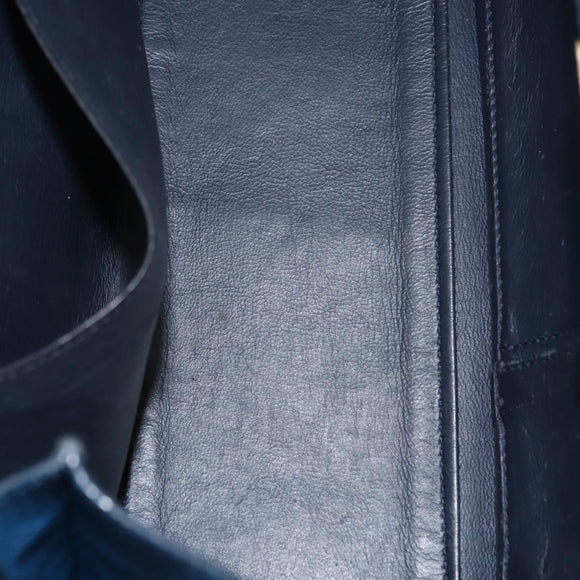 Salvatore Ferragamo Gancini Hand Bag Leather 2way Blue Gold Auth 147384