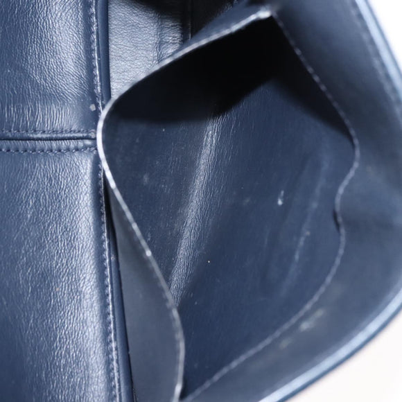 Salvatore Ferragamo Gancini Hand Bag Leather 2way Blue Gold Auth 147384