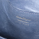 Salvatore Ferragamo Gancini Hand Bag Leather 2way Blue Gold Auth 147384-12