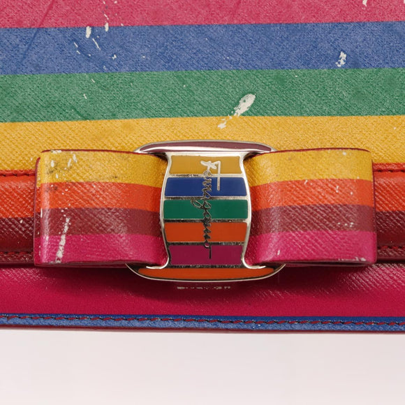 Salvatore Ferragamo Vala Shoulder Bag Leather Multicolor Gold Auth 147386