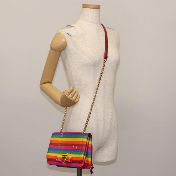 Salvatore Ferragamo Vala Shoulder Bag Leather Multicolor Gold Auth 147386