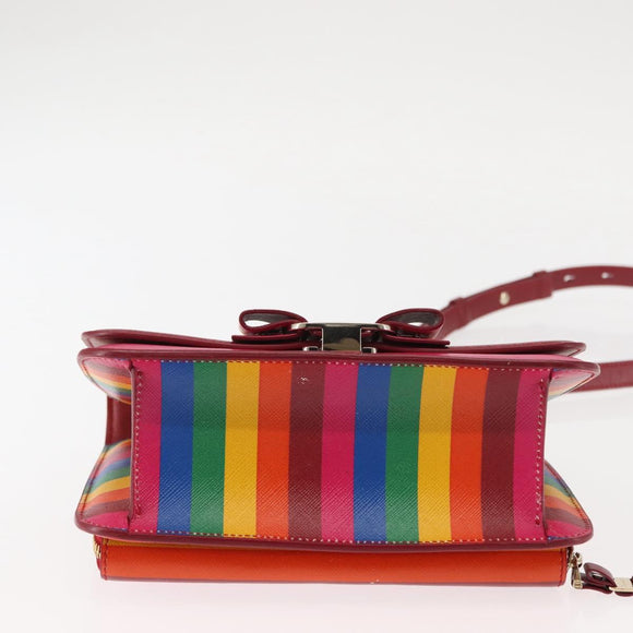Salvatore Ferragamo Vala Shoulder Bag Leather Multicolor Gold Auth 147386