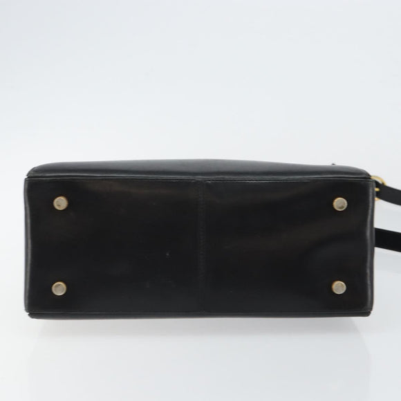 Salvatore Ferragamo Gancini Hand Bag Leather 2way Black Gold Auth 147387