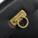 Salvatore Ferragamo Gancini Hand Bag Leather 2way Black Gold Auth 147387-19