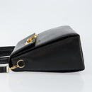 Salvatore Ferragamo Gancini Hand Bag Leather 2way Black Gold Auth 147387-4