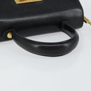 Salvatore Ferragamo Gancini Hand Bag Leather 2way Black Gold Auth 147387-7