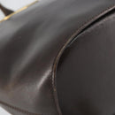 CELINE Circle Shoulder Bag Leather Brown Gold Auth 147388-15