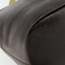 CELINE Circle Shoulder Bag Leather Brown Gold Auth 147388-17