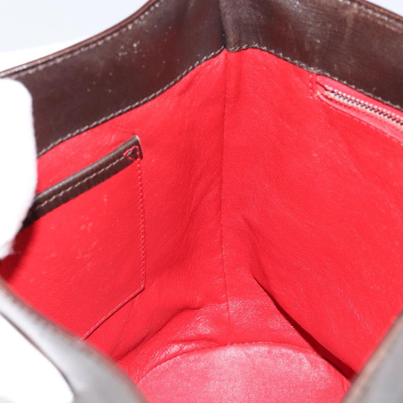 CELINE Circle Shoulder Bag Leather Brown Gold Auth 147388