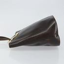 CELINE Circle Shoulder Bag Leather Brown Gold Auth 147388-4