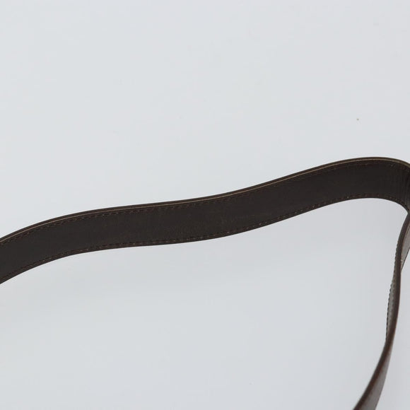 CELINE Circle Shoulder Bag Leather Brown Gold Auth 147388