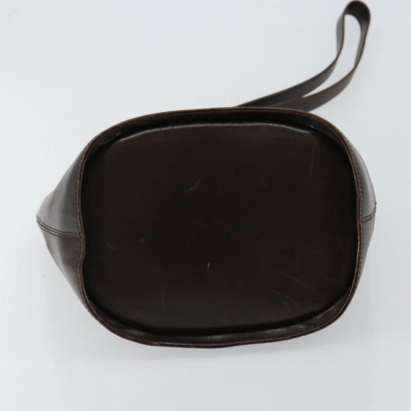 CELINE Circle Shoulder Bag Leather Brown Gold Auth 147388