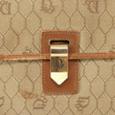 Christian Dior Honeycomb Canvas Shoulder Bag Beige Gold Auth 147390-10