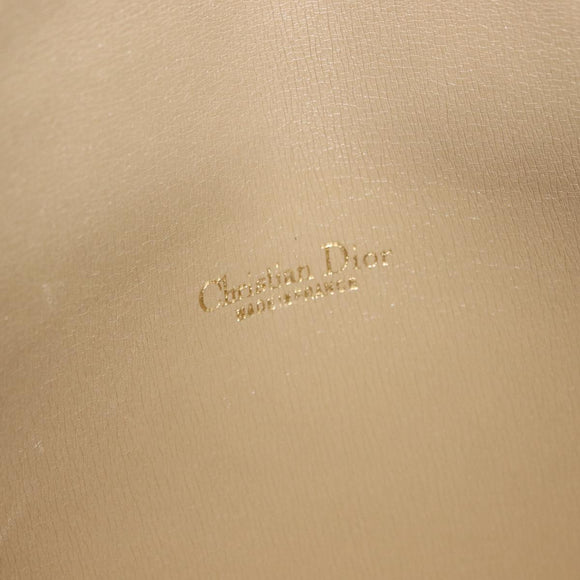 Christian Dior Honeycomb Canvas Shoulder Bag Beige Gold Auth 147390