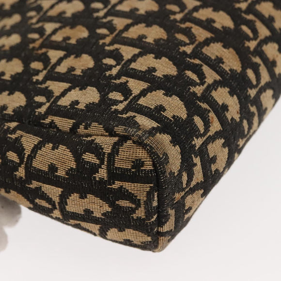 Christian Dior Trotter Canvas Shoulder Bag Navy Gold Auth 147391