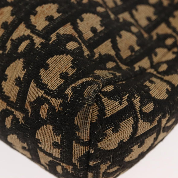 Christian Dior Trotter Canvas Shoulder Bag Navy Gold Auth 147391