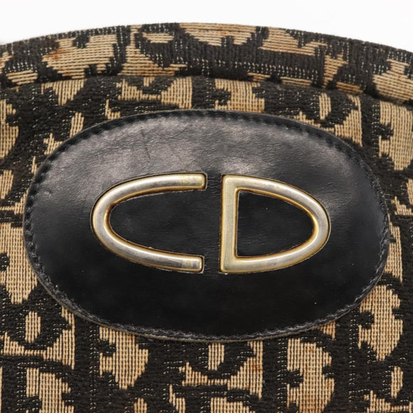 Christian Dior Trotter Canvas Shoulder Bag Navy Gold Auth 147391