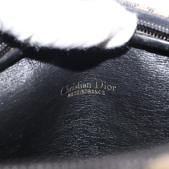 Christian Dior Trotter Canvas Shoulder Bag Navy Gold Auth 147391