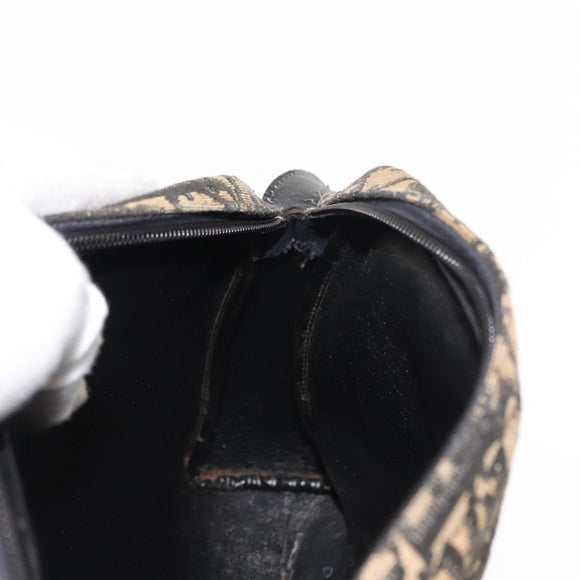 Christian Dior Trotter Canvas Shoulder Bag Navy Gold Auth 147391