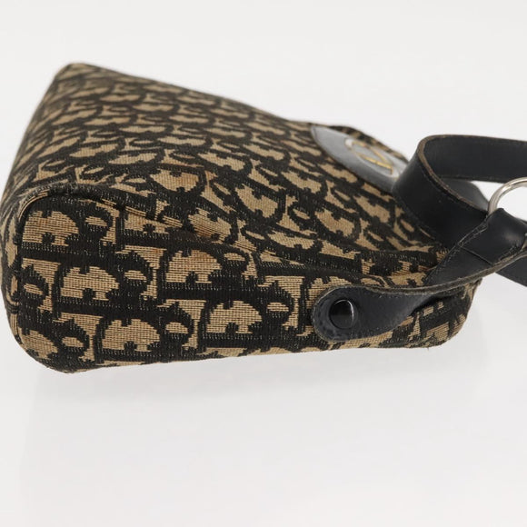 Christian Dior Trotter Canvas Shoulder Bag Navy Gold Auth 147391