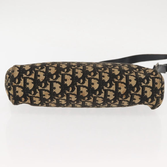 Christian Dior Trotter Canvas Shoulder Bag Navy Gold Auth 147391