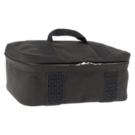 HERMES Vanity Her Line Cosmetic Pouch Canvas Gray Auth 147392