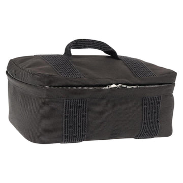 HERMES Vanity Her Line Cosmetic Pouch Canvas Gray Auth 147392