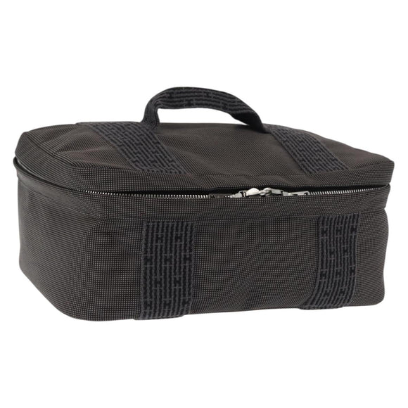 HERMES Vanity Her Line Cosmetic Pouch Canvas Gray Auth 147392
