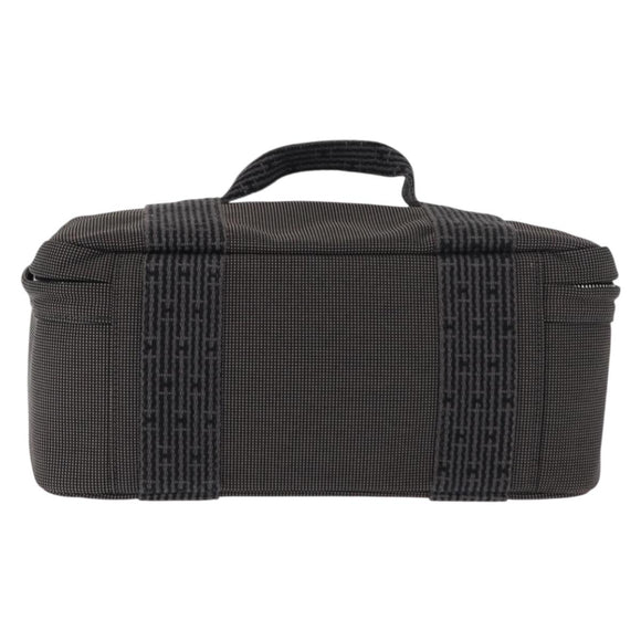 HERMES Vanity Her Line Cosmetic Pouch Canvas Gray Auth 147392