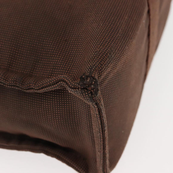 HERMES Her Line MM Tote Bag Canvas Brown Silver Auth 147393