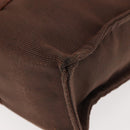 HERMES Her Line MM Tote Bag Canvas Brown Silver Auth 147393-16