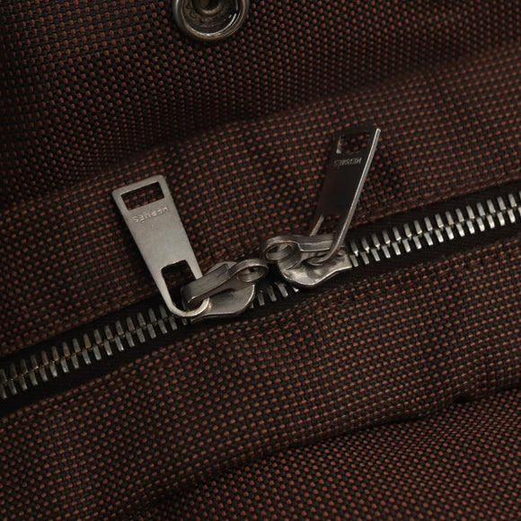 HERMES Her Line MM Tote Bag Canvas Brown Silver Auth 147393