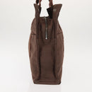 HERMES Her Line MM Tote Bag Canvas Brown Silver Auth 147393-4