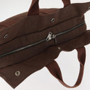 HERMES Her Line MM Tote Bag Canvas Brown Silver Auth 147393-6