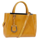FENDI PETITE 2JOURS Hand Bag Leather Yellow Silver Auth 147396-1