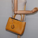 FENDI PETITE 2JOURS Hand Bag Leather Yellow Silver Auth 147396-23