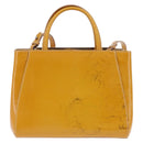 FENDI PETITE 2JOURS Hand Bag Leather Yellow Silver Auth 147396-2