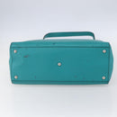 FENDI 2JOURS Hand Bag Leather Turquoise Blue Silver Auth 147397-5
