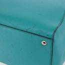 FENDI 2JOURS Hand Bag Leather Turquoise Blue Silver Auth 147397-15