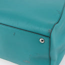FENDI 2JOURS Hand Bag Leather Turquoise Blue Silver Auth 147397-17