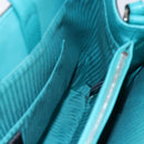 FENDI 2JOURS Hand Bag Leather Turquoise Blue Silver Auth 147397-22