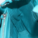 FENDI 2JOURS Hand Bag Leather Turquoise Blue Silver Auth 147397-23