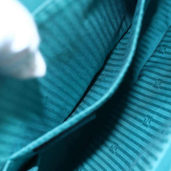 FENDI 2JOURS Hand Bag Leather Turquoise Blue Silver Auth 147397