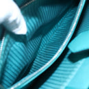 FENDI 2JOURS Hand Bag Leather Turquoise Blue Silver Auth 147397-25