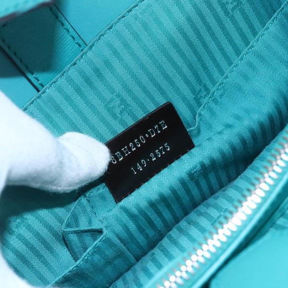 FENDI 2JOURS Hand Bag Leather Turquoise Blue Silver Auth 147397