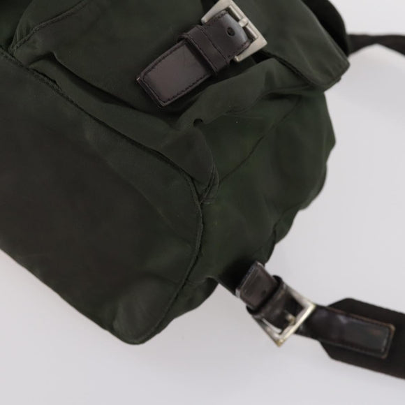 PRADA Backpack Nylon Khaki Silver Auth 147399