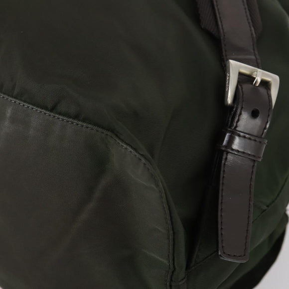 PRADA Backpack Nylon Khaki Silver Auth 147399